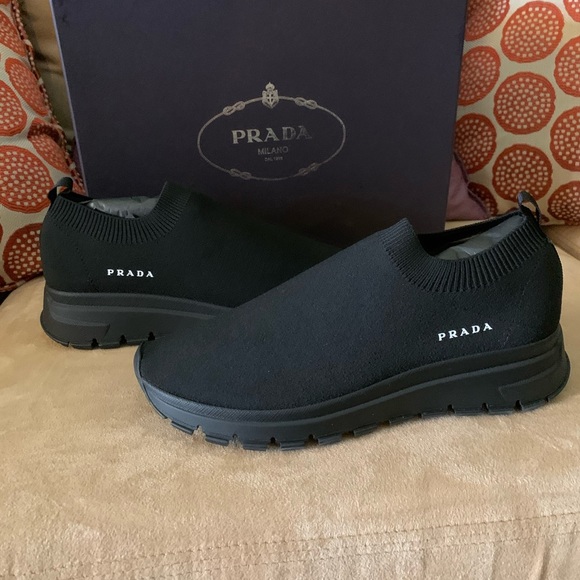 Prada Black Mesh Slip on Sneakers - Picture 3 of 3